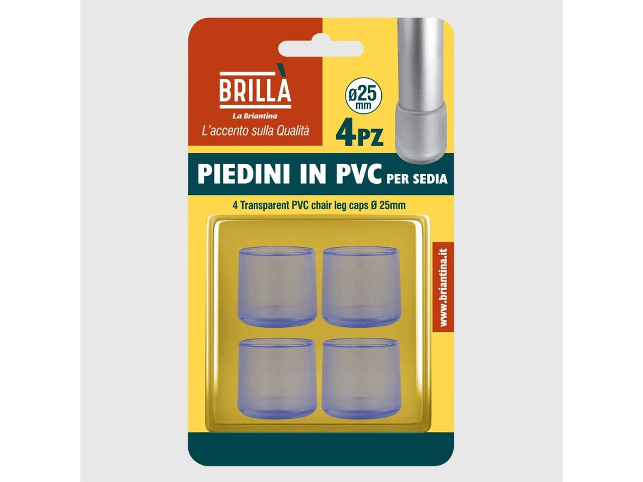 Piedini trasparenti in pvc per sedie set da 4 piedini d.25mm