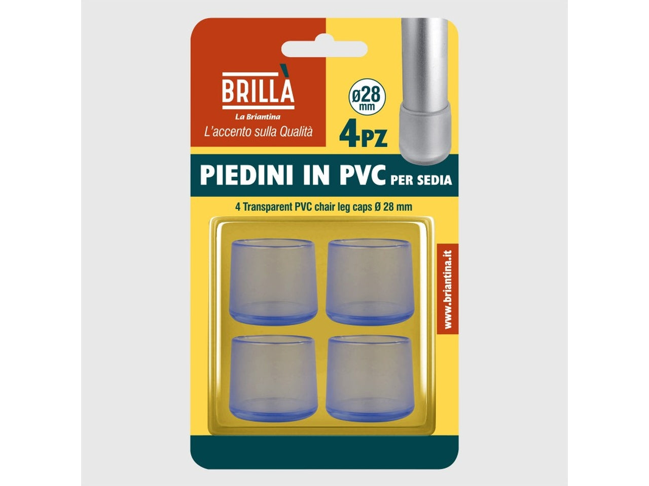 Piedini trasparenti in pvc per sedie set da 4 pedini d.28mm