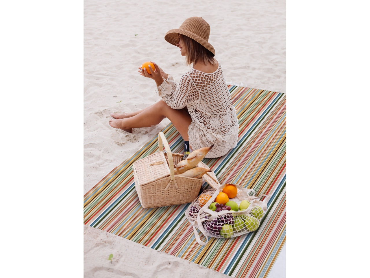 Telo pic nic 200x200cm rigato arancio