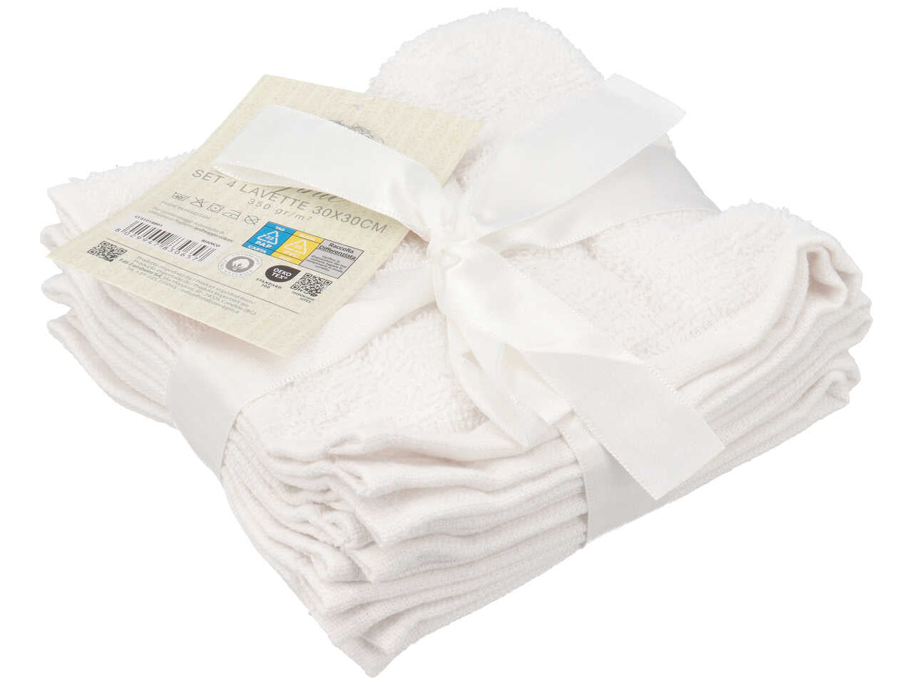 Sophie set 4 lavette 30x30cm bianco
