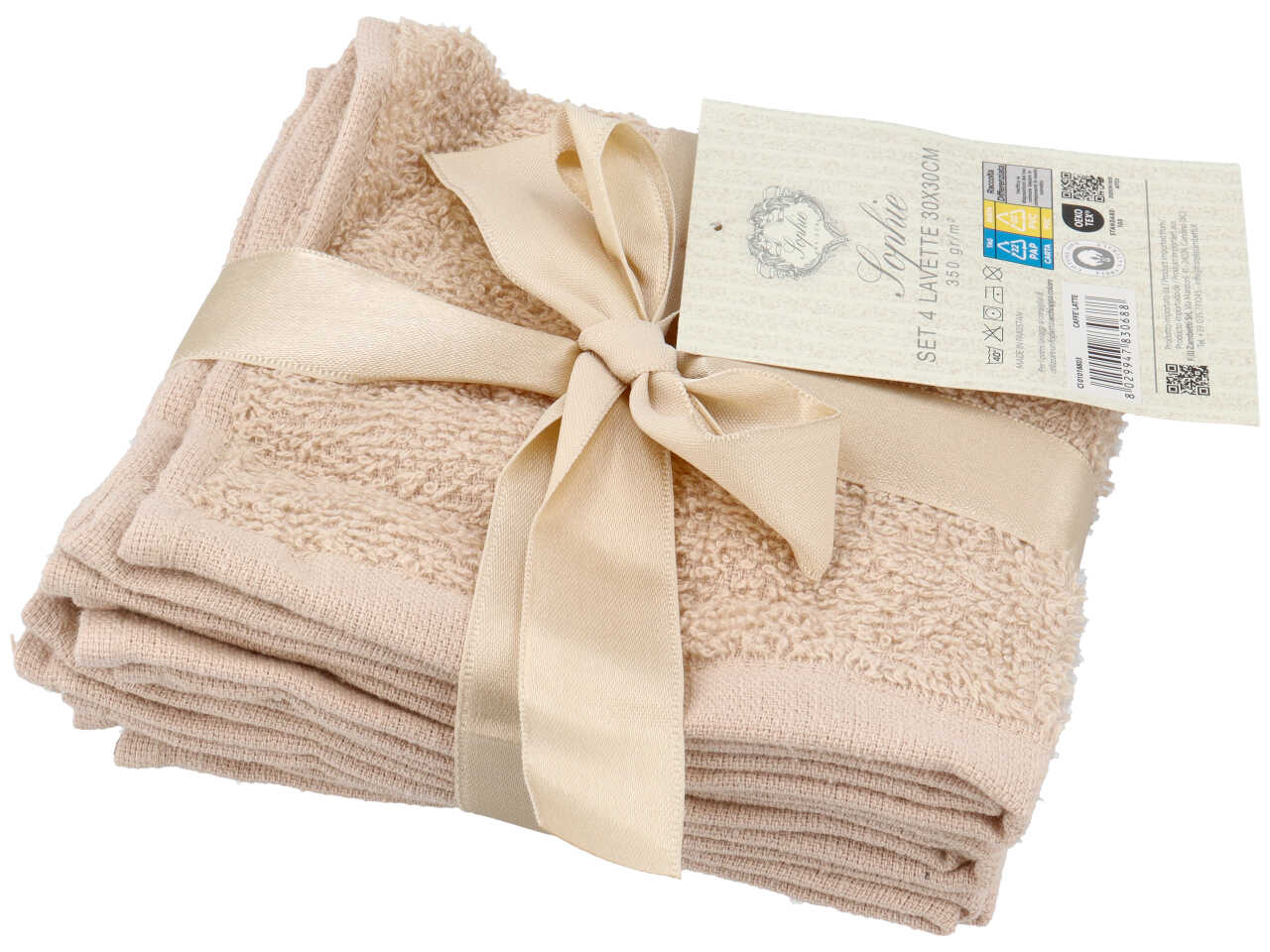 Sophie set 4 lavette 30x30cm caffelatte