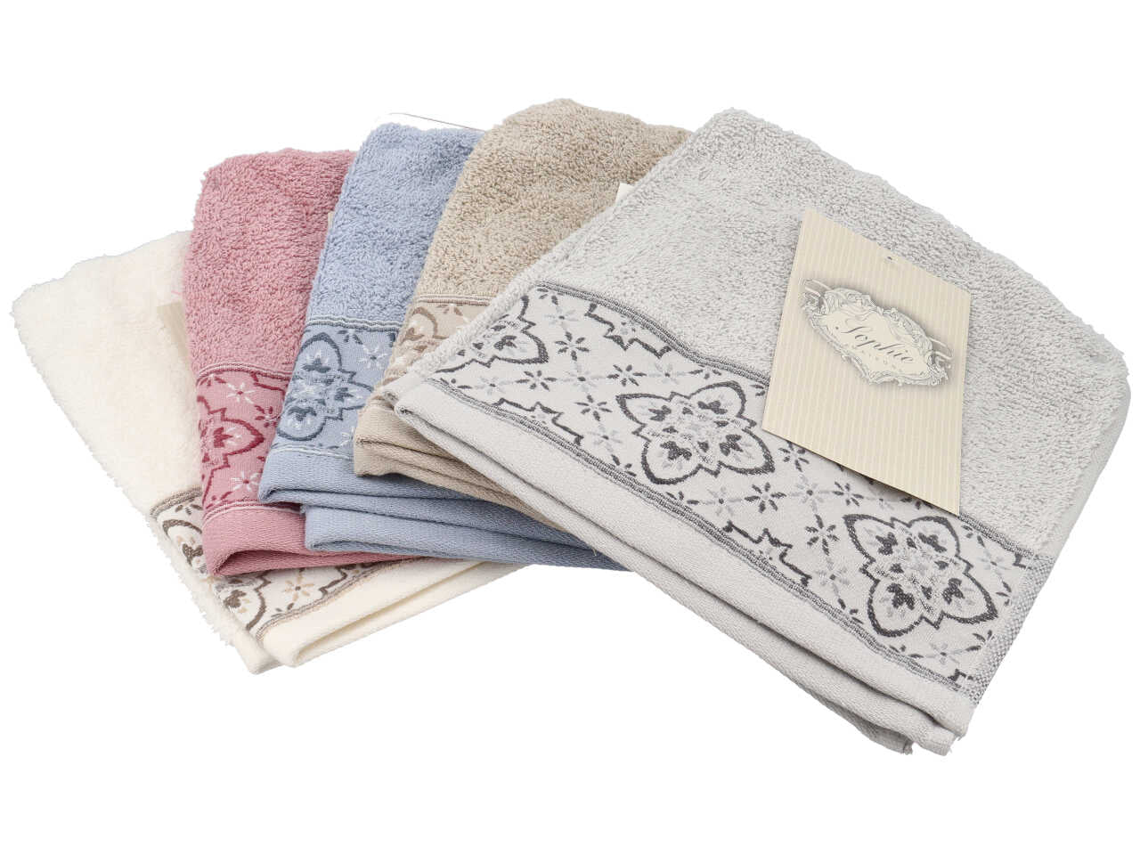 Azulejos asciugamano ospite in cotone 400gsm 40x50cm con bordino decorato, colori assortiti