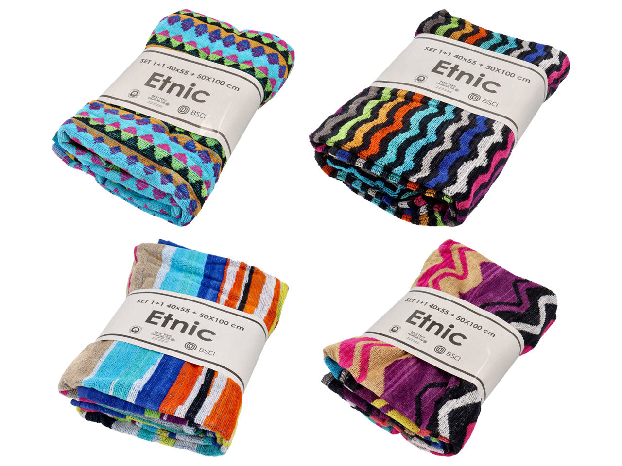 Etnic set ascugamani in cotone 3960gsm 1+1 colori assortiti