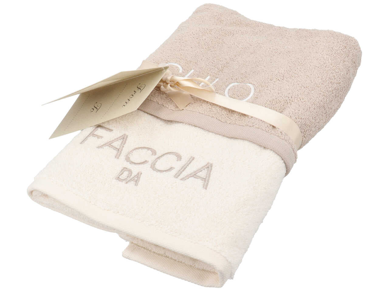 Allegre set asciugamani 1+1 ricamati assortiti