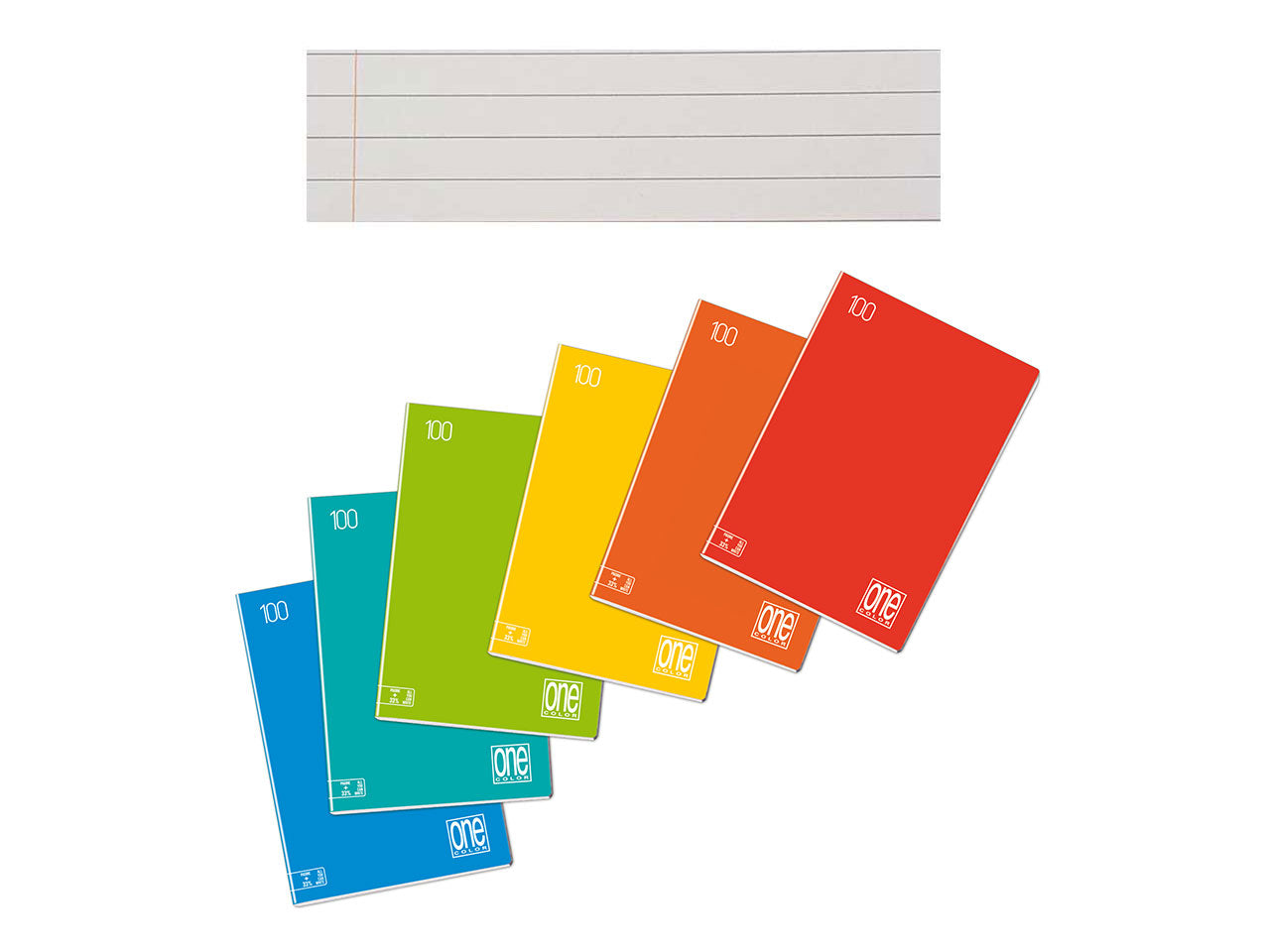One color maxi quaderno 100g rigatura C con margine alta fogliazione 24+1, 96 facciate con copertina 240g confezione da 10 pezzi colori assortiti