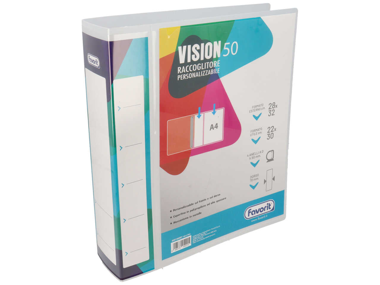 Vision raccoglitore personalizzabile 22x30cm 4 anelli diametro 50mm