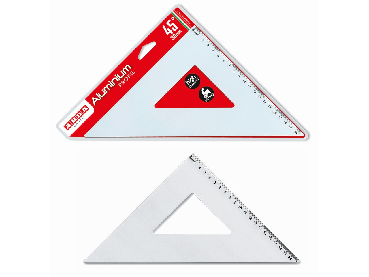 Profil squadra 45 gradi 30 cm in alluminio