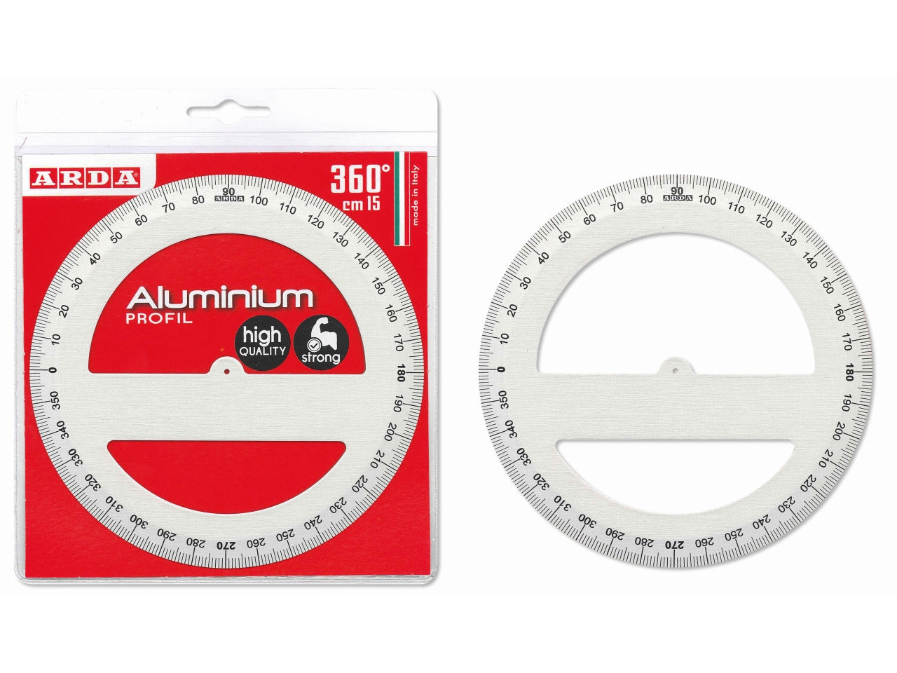 Profil goniometro 360 gradi 15cm in alluminio