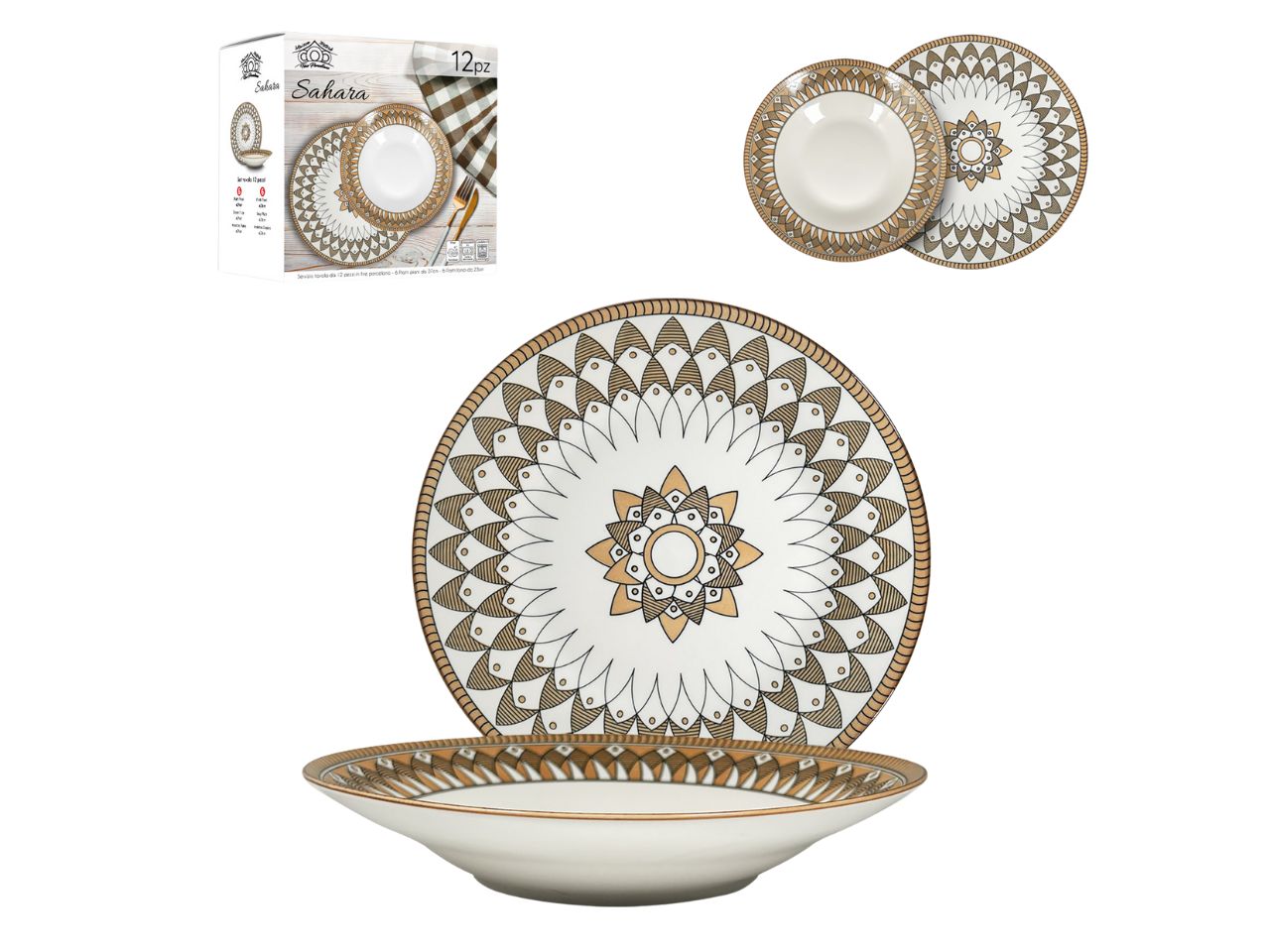 Servizio piatti 12 pezzi Sahara Brown