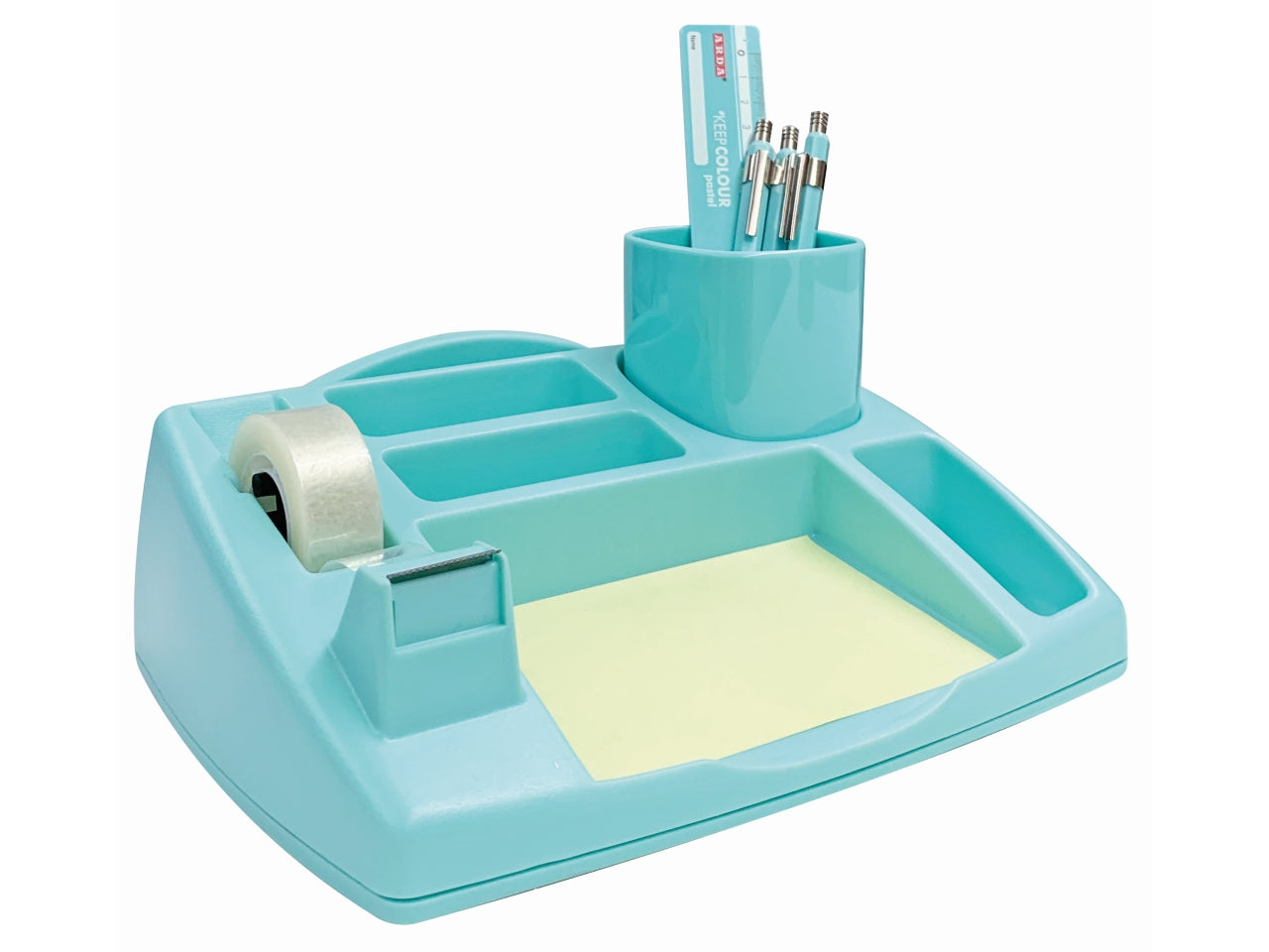 Oliver desk organizer con porta nastro adesivo, azzurro pastello