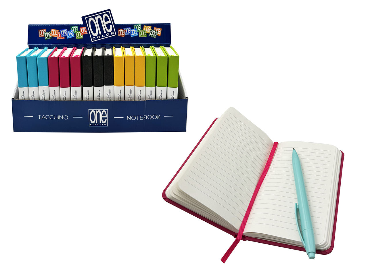 Taccuino con elastico e copertina in ecopelle 9x14cm 256 pagine colori assortiti