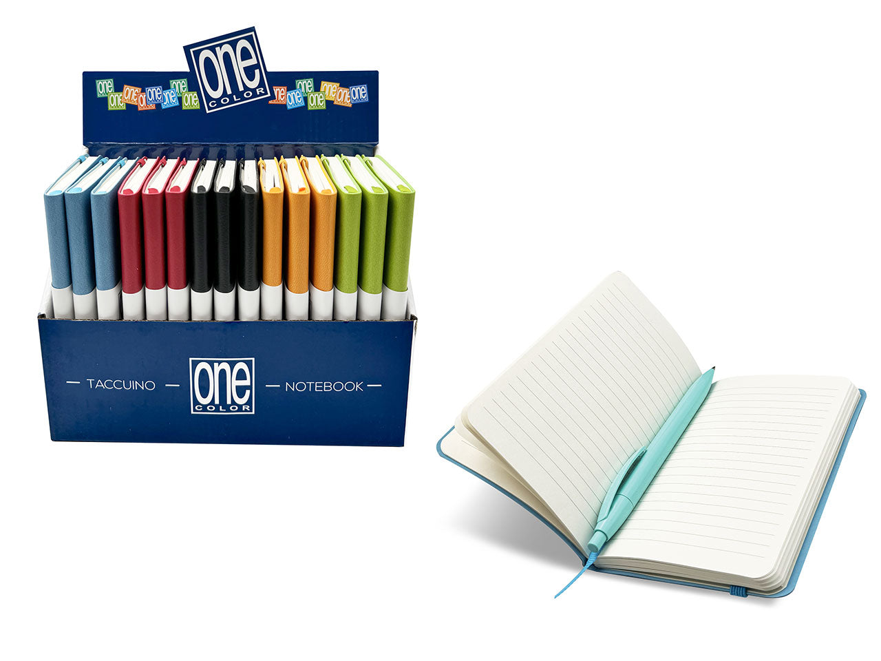 Taccuino con elastico e copertina in ecopelle 9x14cm 128 pagine in colori assortiti