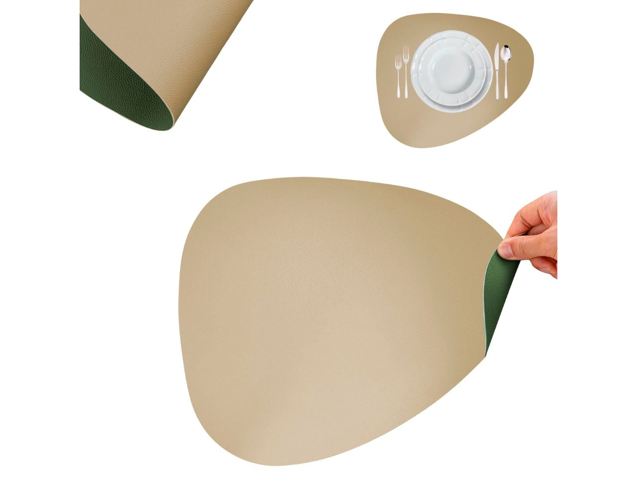 Tovaglietta sImilpelle 45x37 di colore biscotto e verde