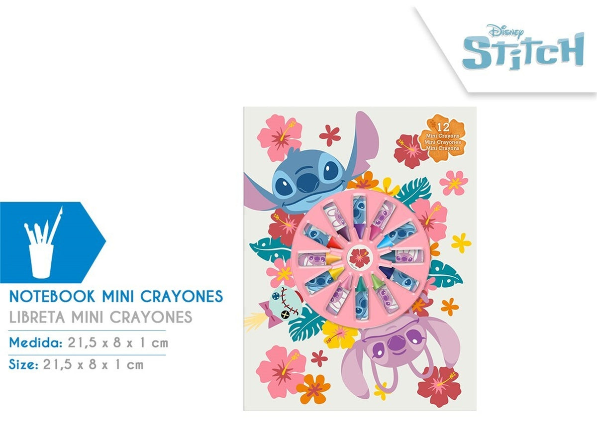 Stitch quaderno con 12 mini pastelli