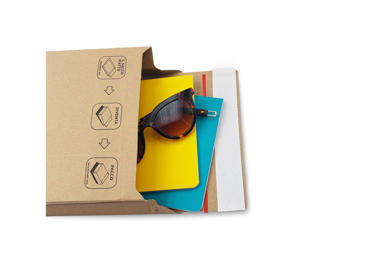 Sacchetti in cartone per spedizione SM4 con soffietto 23,5x34x6cm confezione da 25 pezzi