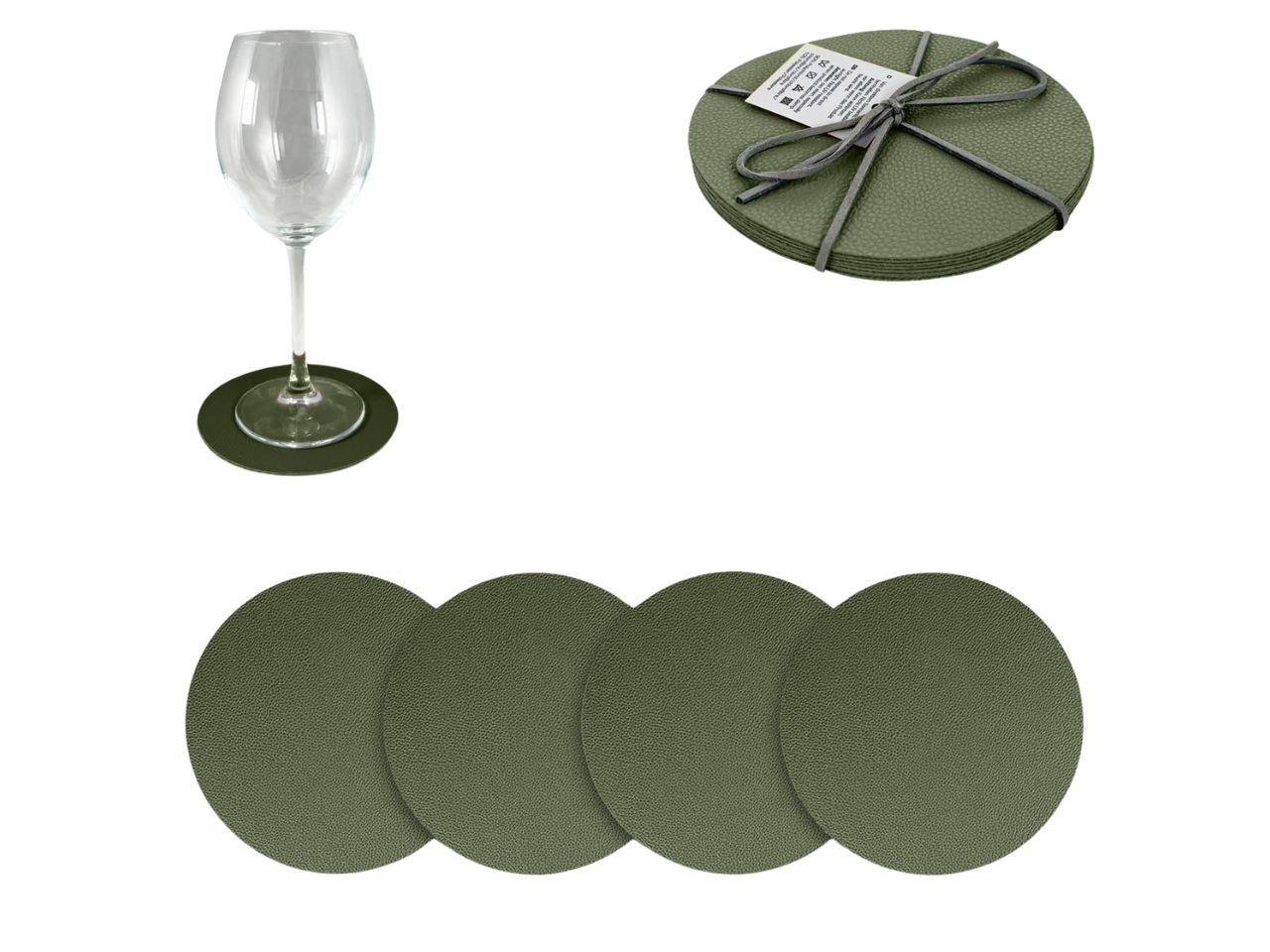 Sottobicchiere 4 pezzi semilpelle verde