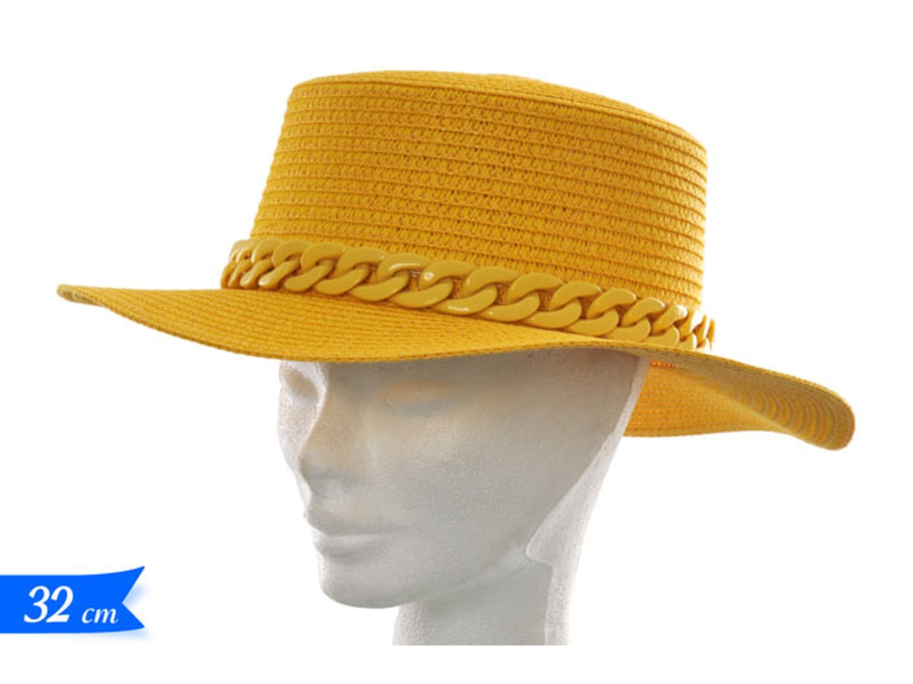 Cappello paglia 32x9cm di colore giallo
