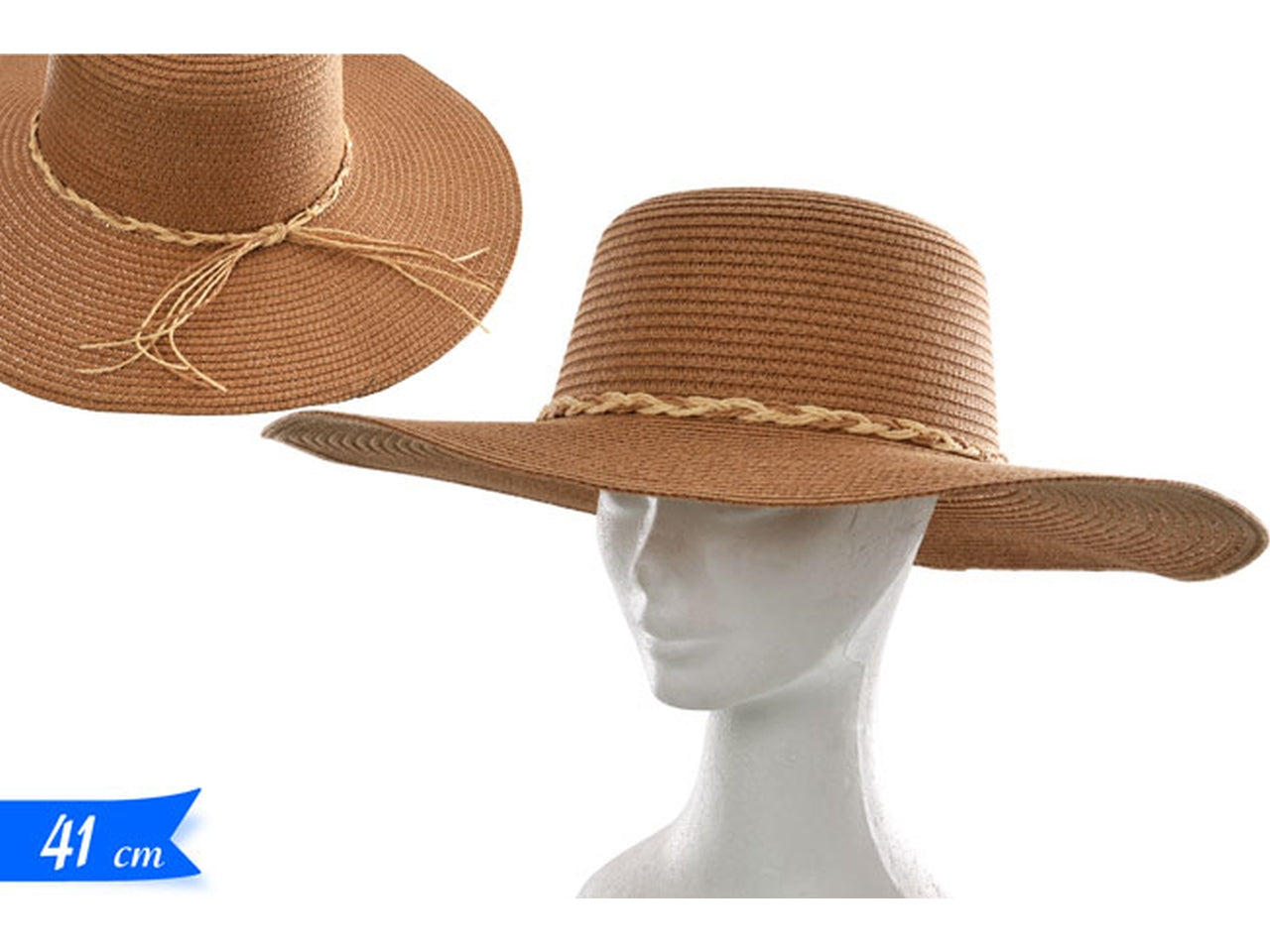 Cappello paglia con fiocco 41x10cm