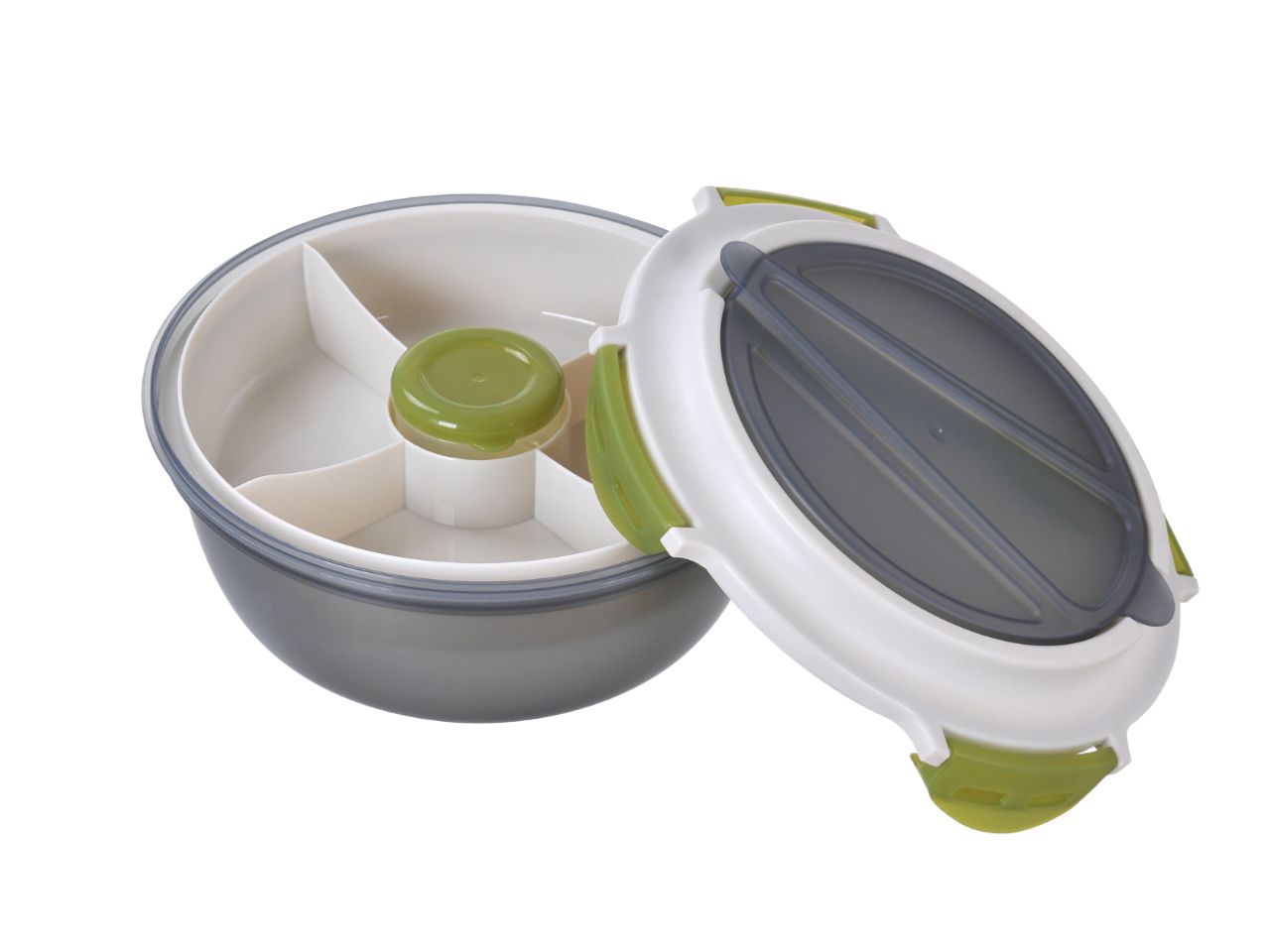 Linea cucina portapranzo superlock tondo con posate 1200ml grigio fumè