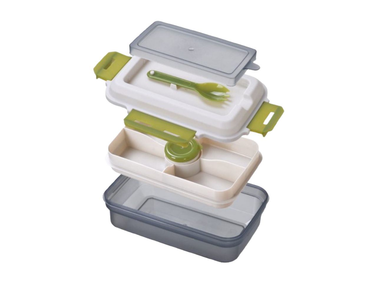 Linea cucina portapranzo superlock rettangolare con posate 1200ml grigio fumè
