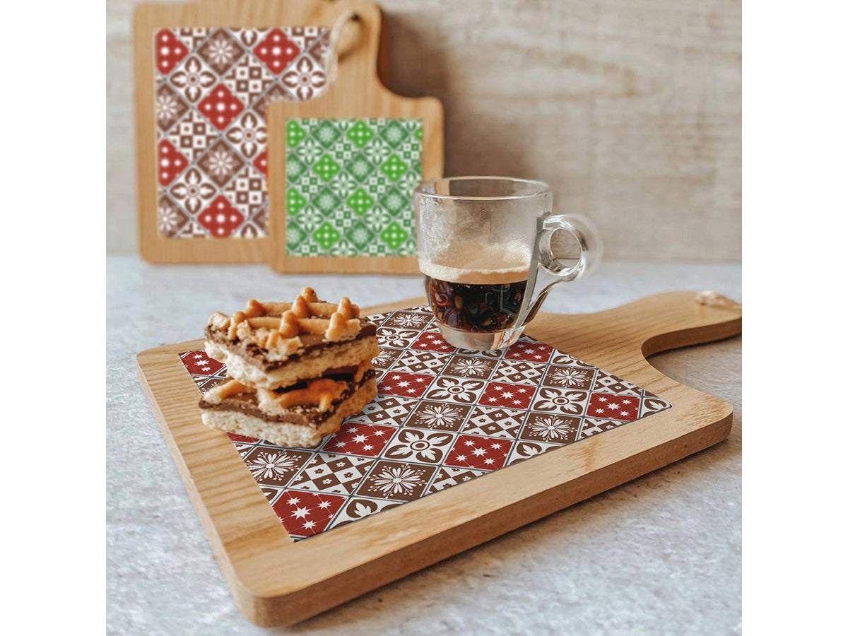Tagliere quadrato in mdf 9,5x9,5cm interno bordeaux