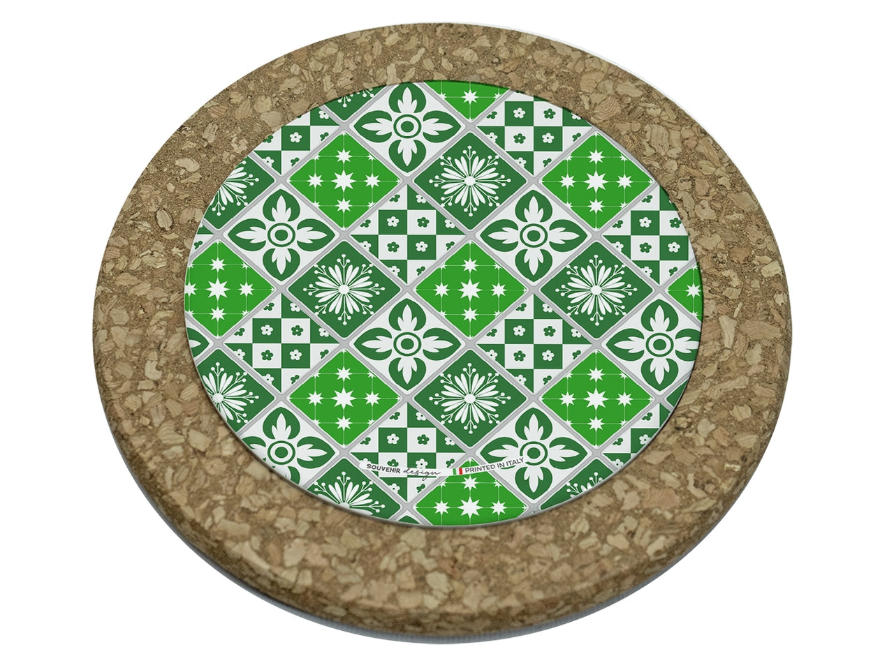 Tagliere tondo in sughero 10,5x10,5cm interno verde