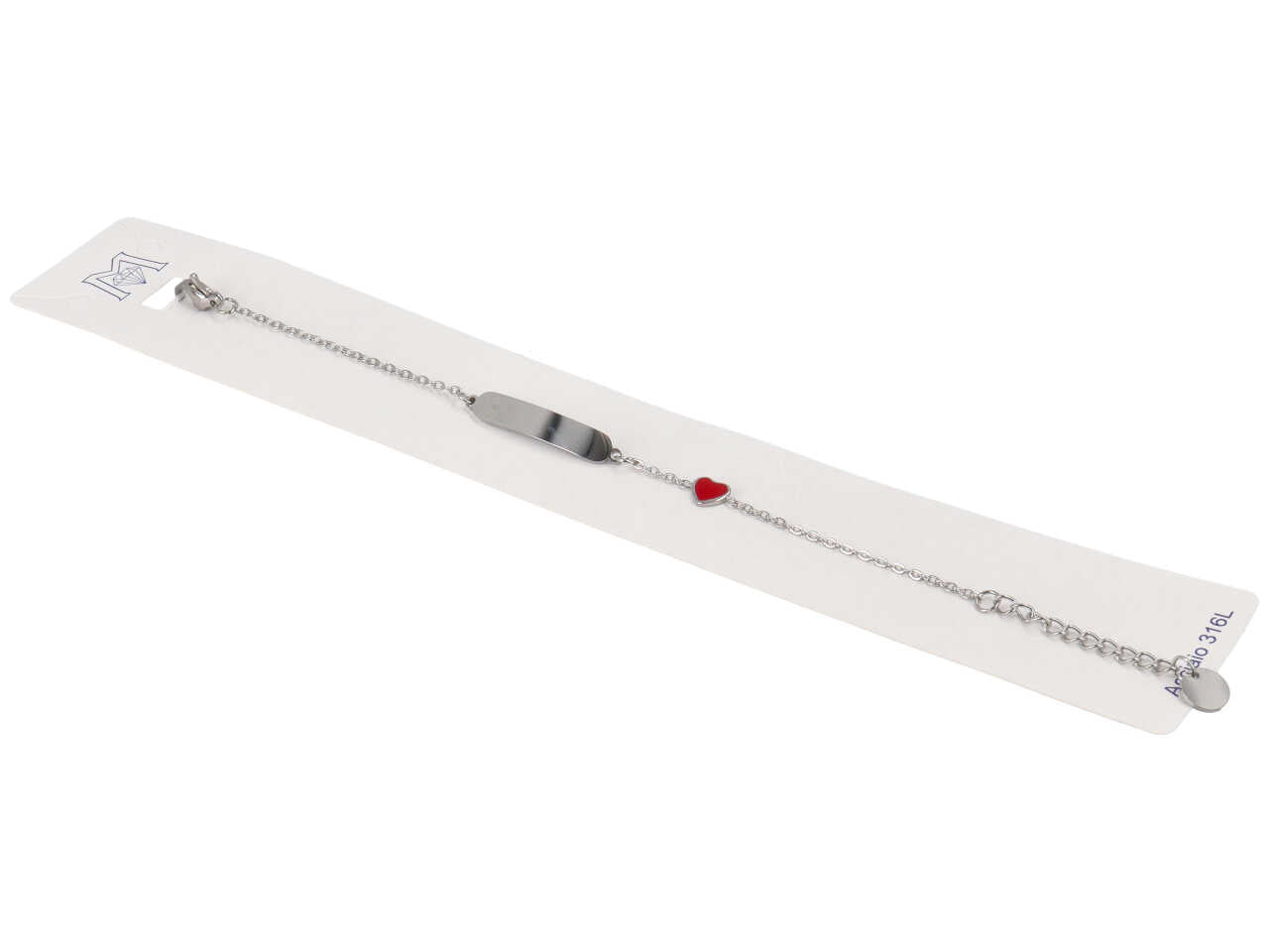 Bracciale acciaio piastra e cuore