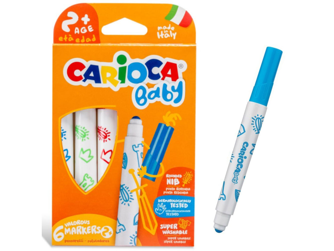 Carioca 6 pennarelli baby marker per bambini da 2+ anni
