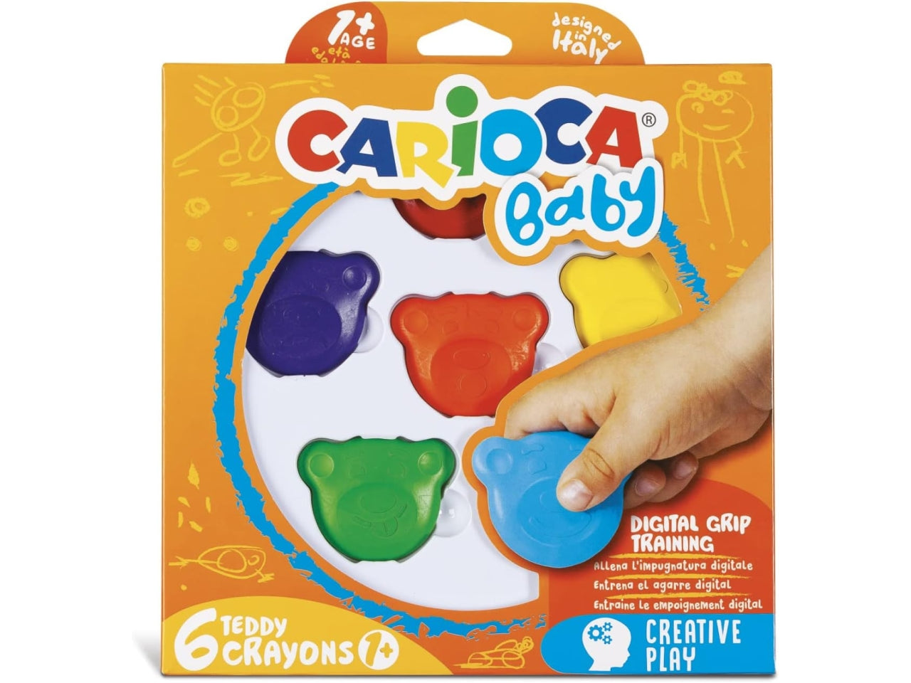 Carioca 6 pastelloni baby teddy per bambini da 1+ anni