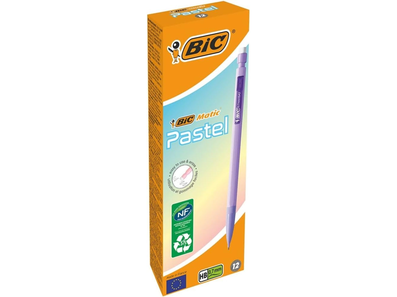 Bic matic portamine 0,7mm colori pastello, scatola da 12 pezzi