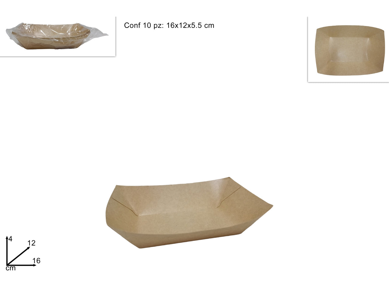 Vassoi in cartoncino16x12cm confezione 10 pezzi