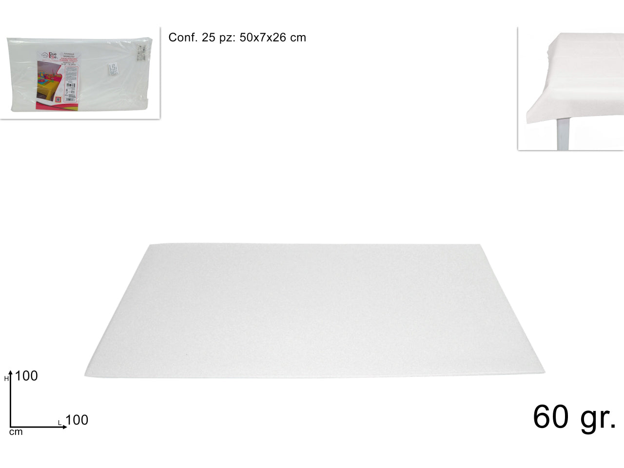 Tovaglia tnt 100x100cm 60gr bianco
