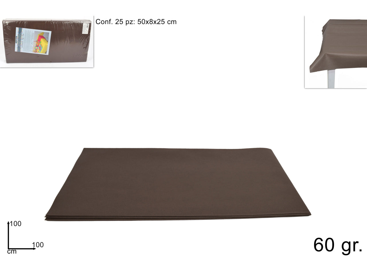 Tovaglia tnt 100x100cm 60gr marrone