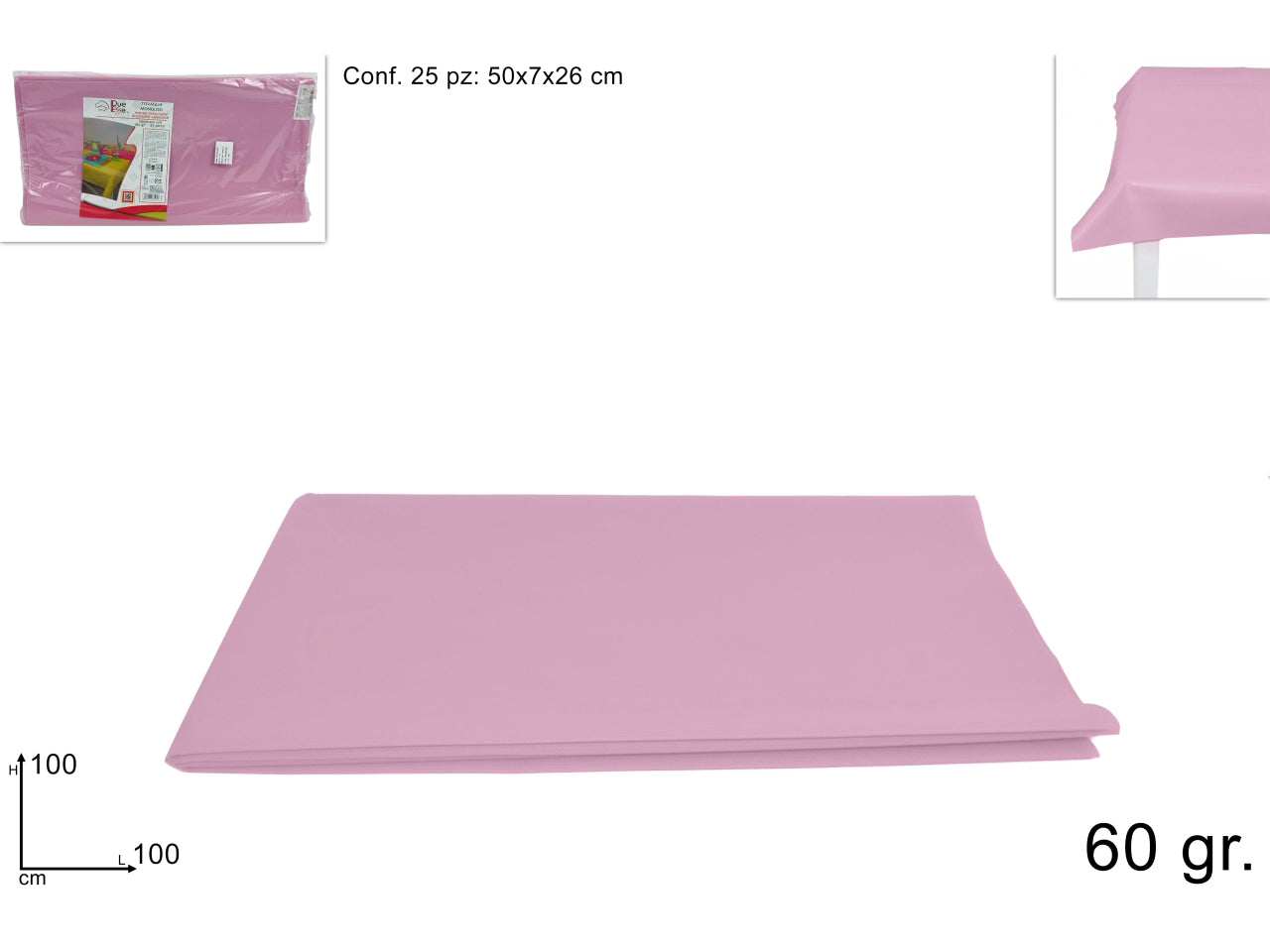 Tovaglia tnt 100x100 60 gr rosa