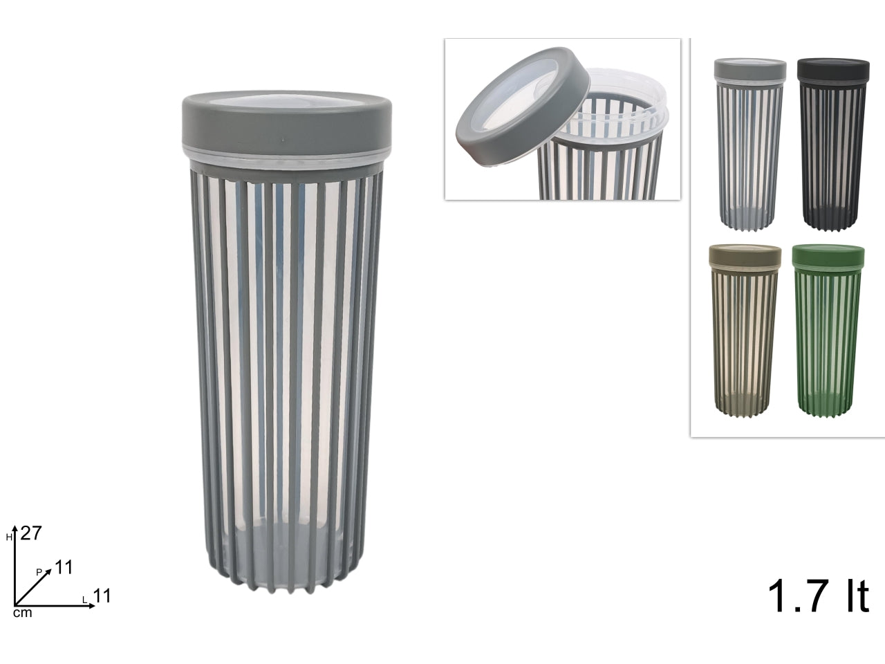 Contenitore plastica 1.7lt colori assortiti