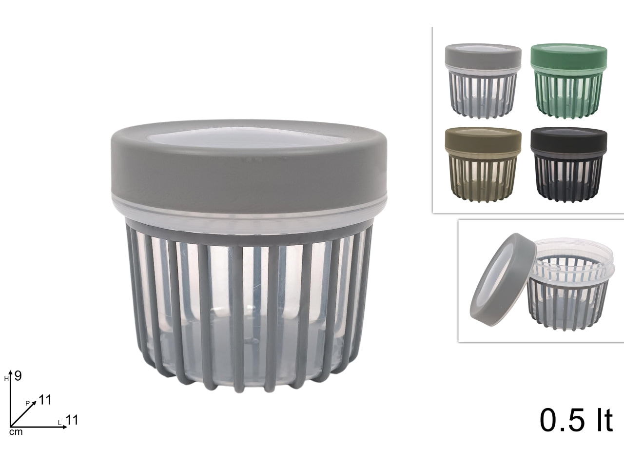 Contenitore plastica con tappo 500ml colori assortiti