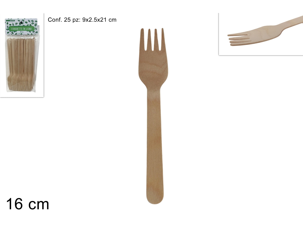 Forchette in legno da 16cm in confezione da 25 pezzi