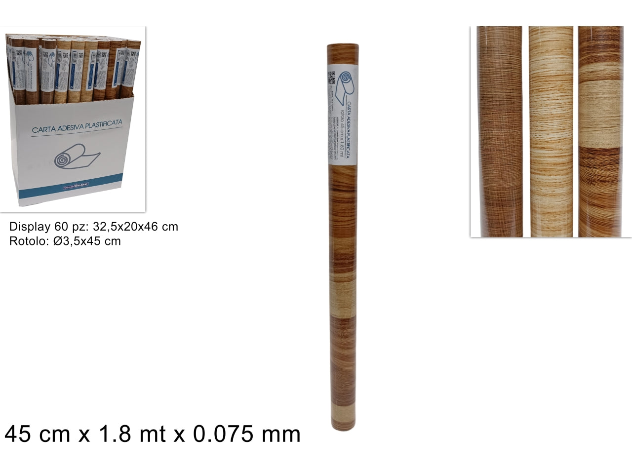 Rotolo carta adesiva effetto legno 45cmx1,80mt