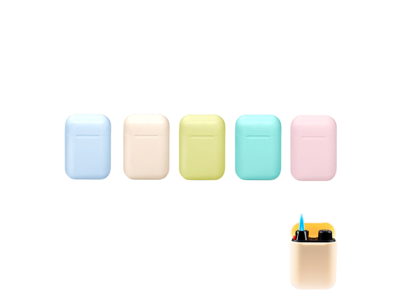 Accendino atomico Elettronico Jet Pod Blu Jetflame Ricaricabile Pastell Lucido confezione da 25 accendini Assortito