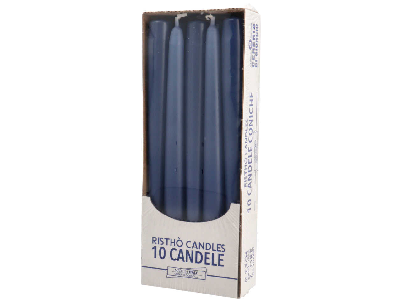 Candela conica 25cm confezione contiene 10 candele di colore blue dusk