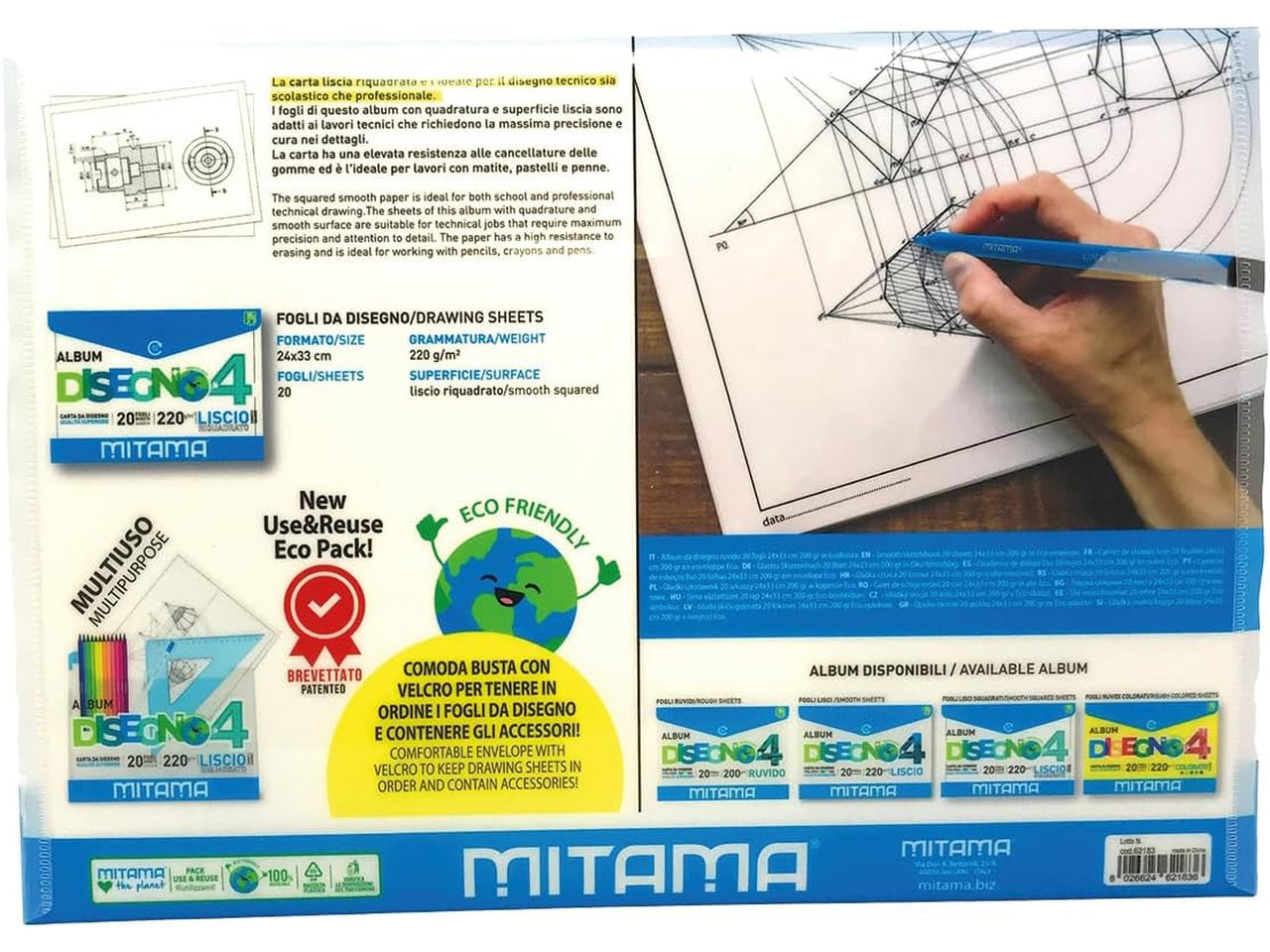Mitama album disegno 20 fogli 24x33cm 220gr. liscio riquadrato