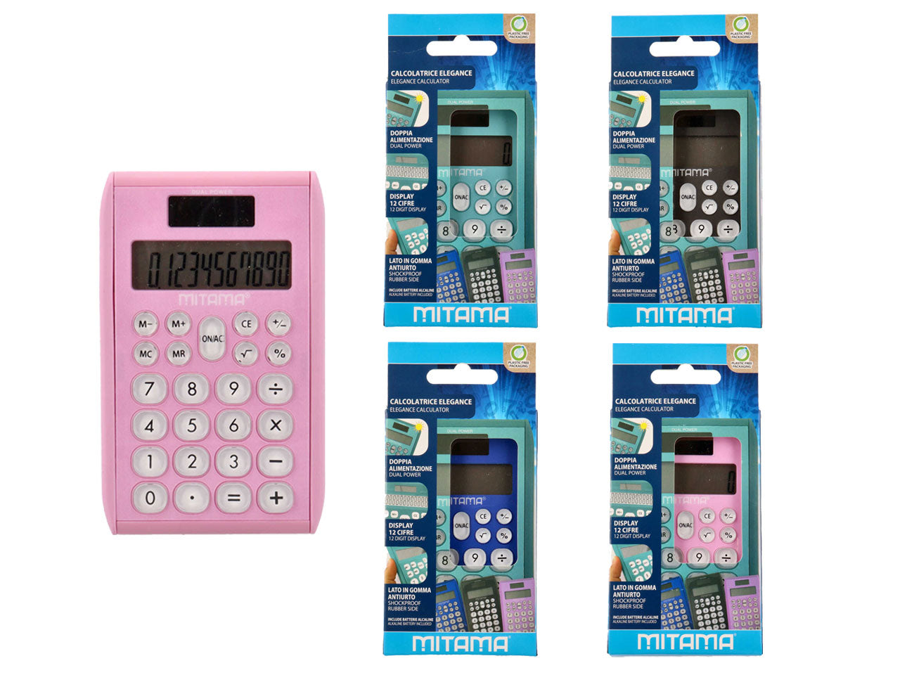 Calcolatrice pocket dual power 12 cifre 7,5x12cm