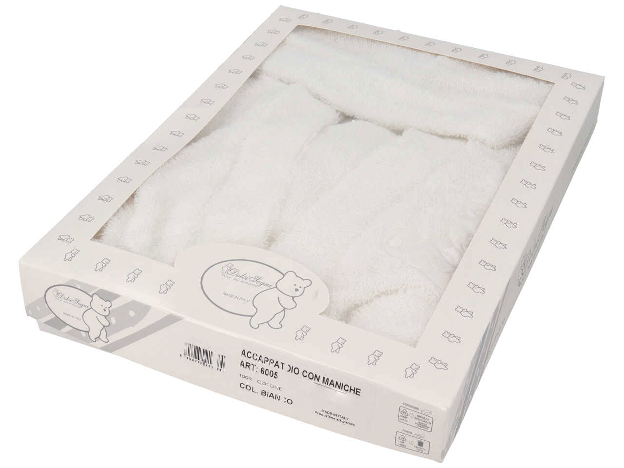 Accappatoio con maniche ricamato, 30/36 mesi bianco