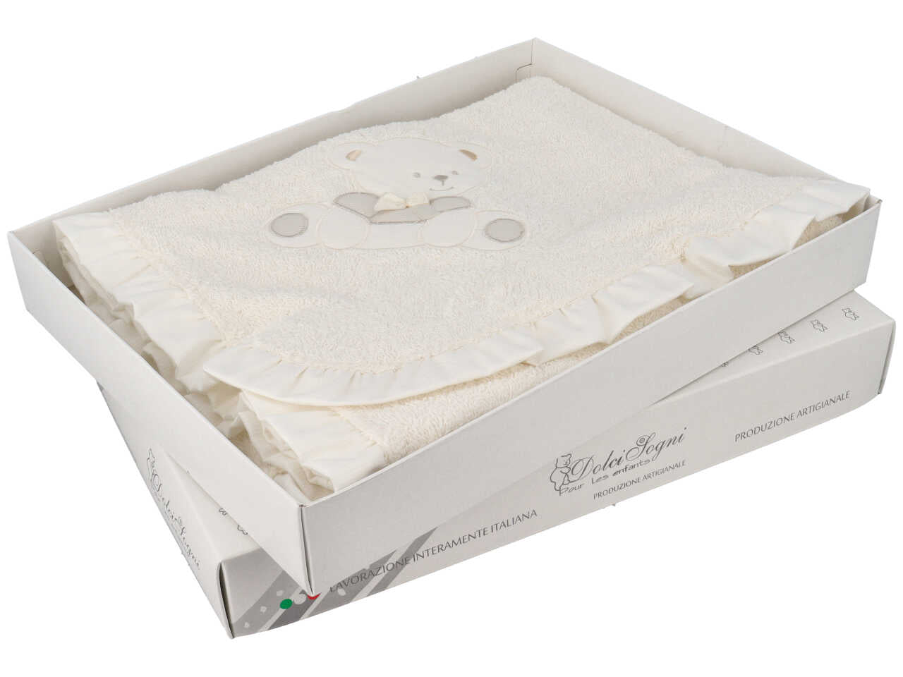 Telo spugna ricamato panna