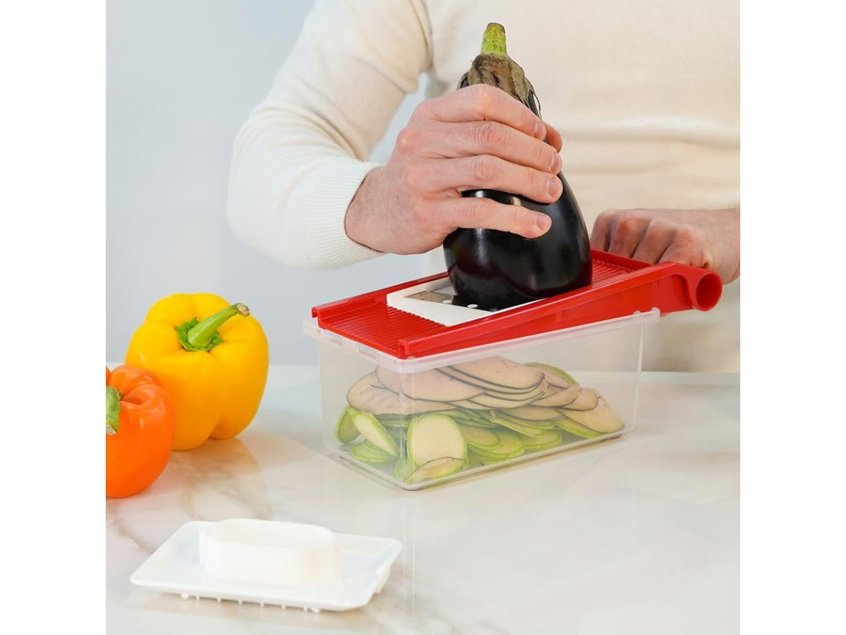 Affettaverdure magic grater con box e quattro inserti intercambiabili