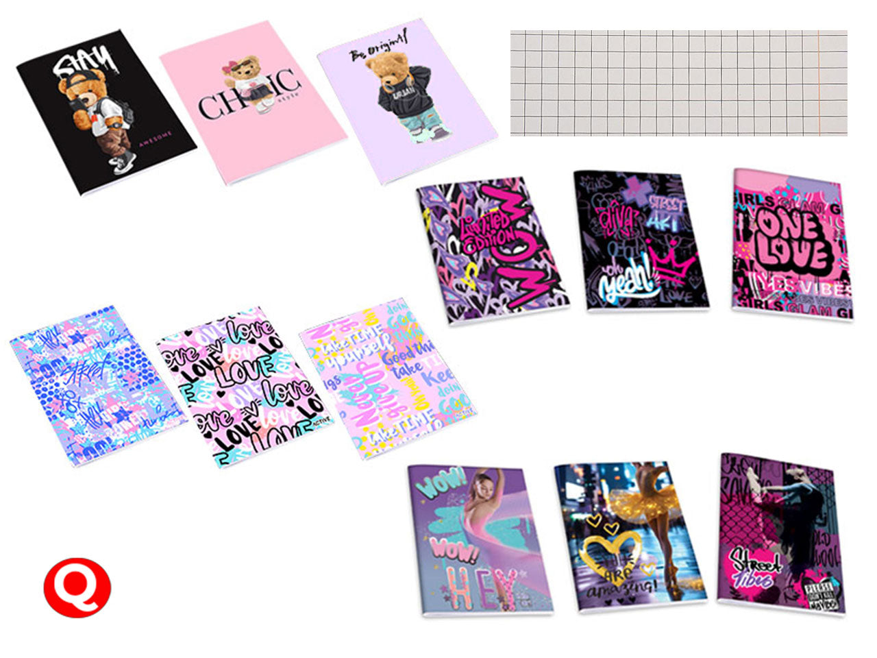 Quaderno maxi active girl 80gr confezione da 10 pezzi rigatura Q con margine