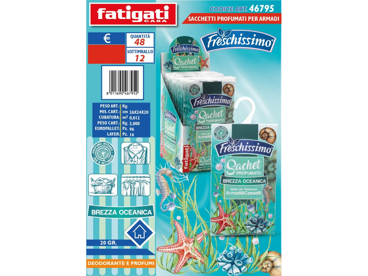 Sacchetti profumati brezza oceano per armadi 20gr