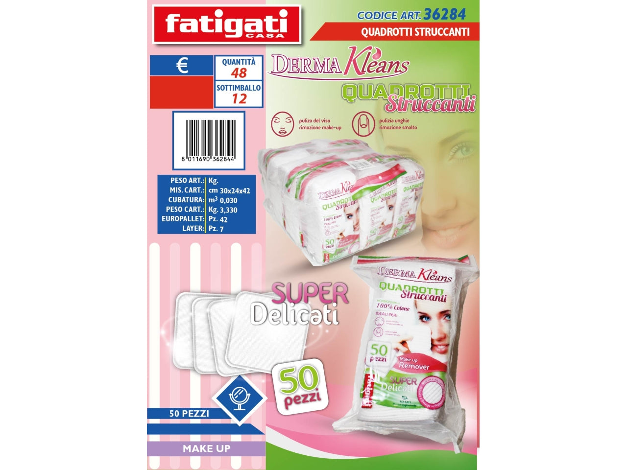 Quadrotti struccanti confezioni da 50 pezzi