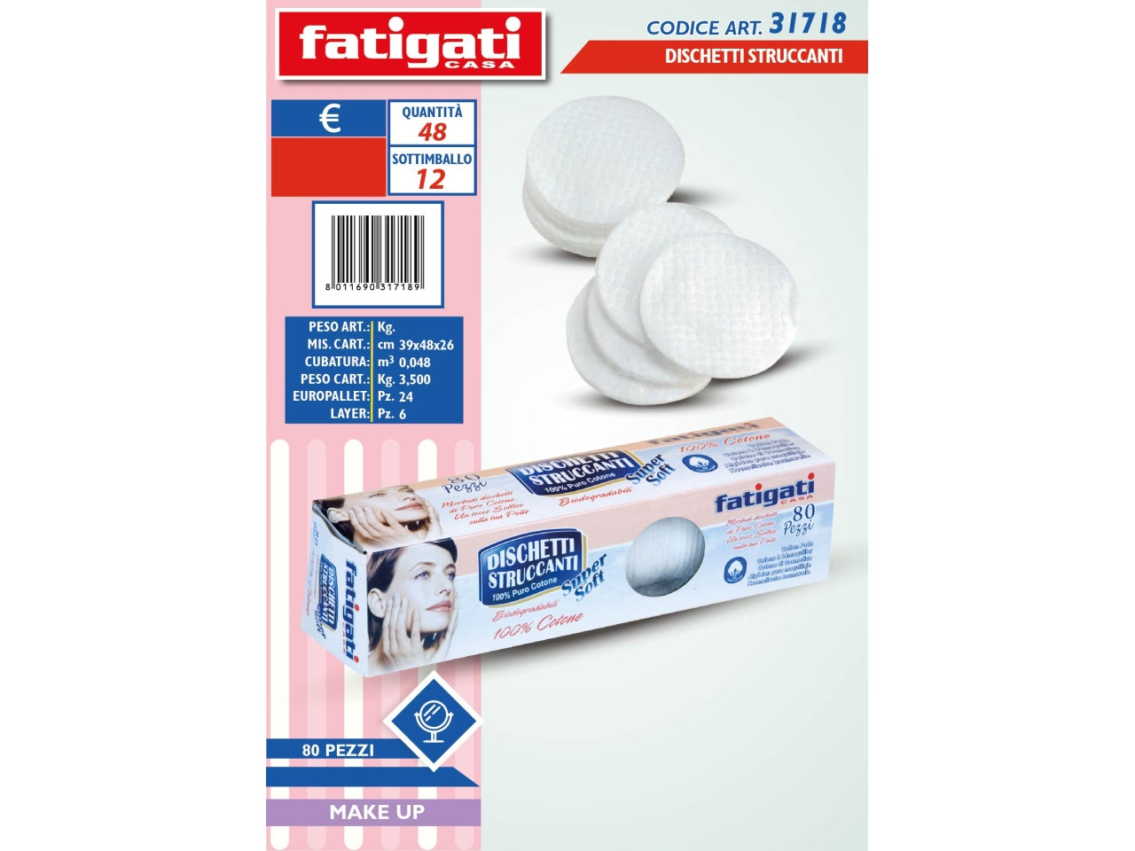 Dischetti struccante la confezione contiene 80 pezzi