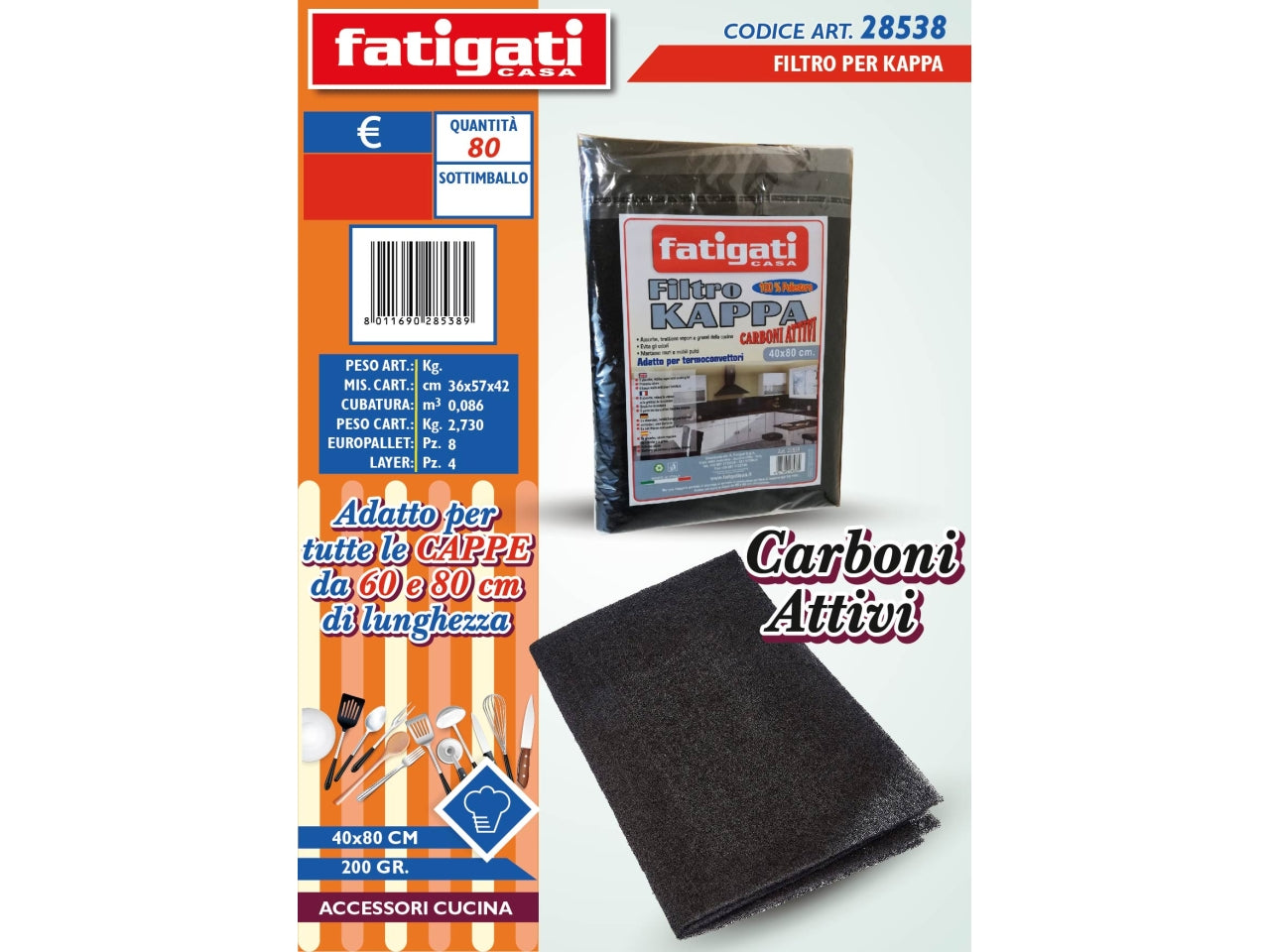 Filtro per kappa 40x80CM in carbone attivo